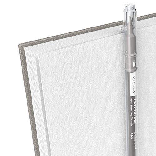 Arteza Watercolor Sketchbooks, 5.5x8.5-inch, 3-Pack, Gray Hardcover Journal, 96 Sheets, 140lb/300gsm Watercolor Paper Pad, Spiral Bound Book for Watercolor, Gouache, Acrylics, Pencils, Wet & Dry Media