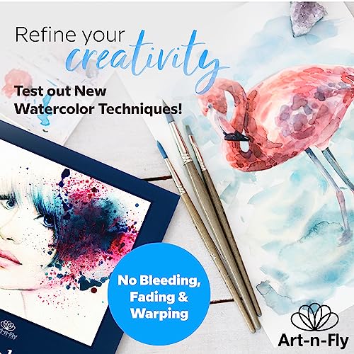 Art-N-Fly Watercolour Paper Pad 9x12" 2 Pack - Cold Press Water Colour Sketchbook Pad 30 Sheets 140 lb for Art Painting, Drawing, Wet & Mixed Media - Water Colouring Paint Paper for Artist & Kids