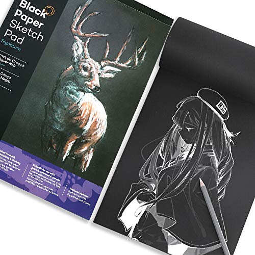 A4 Black Paper Sketchpad Professional Watercolor Pad Drawing Pad 25 Sheets A4 Watercolour Aquarelle Paper Sketchbook Landscape Black Paper Pad for Oil Pastels Painting Sketching