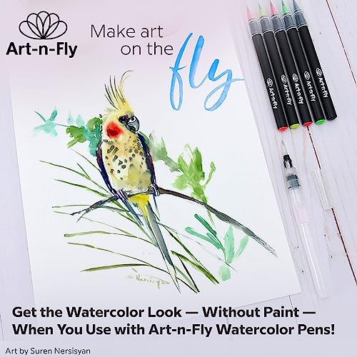 Art-N-Fly Watercolour Paper Pad 9x12" 2 Pack - Cold Press Water Colour Sketchbook Pad 30 Sheets 140 lb for Art Painting, Drawing, Wet & Mixed Media - Water Colouring Paint Paper for Artist & Kids