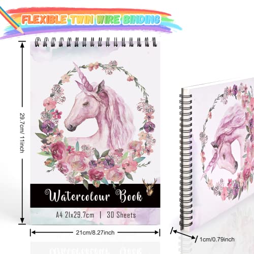 Pystuvo Watercolour Paper A4, Watercolour Pad 30 Sheets 160gsm Drawing Paper Watercolour Sketchbook for Painting Calligraph Students Artists Hobbyists Adults