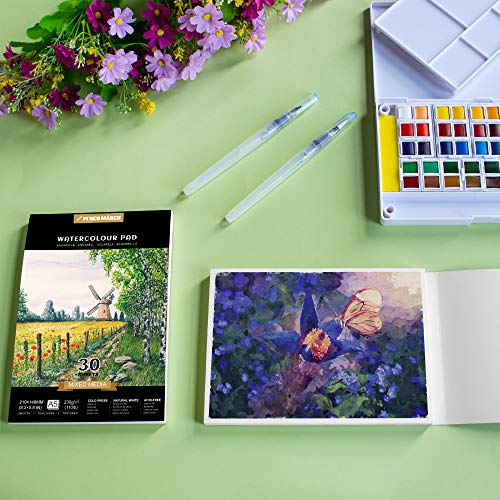 PENCILMARCH Watercolour Paper A5 Water Colour Art Pad 30 Sheets Watercolor Sketchbook for Artist Student Kids Landscape Painting, Drawing and Sketching - 230gsm Pack of 1