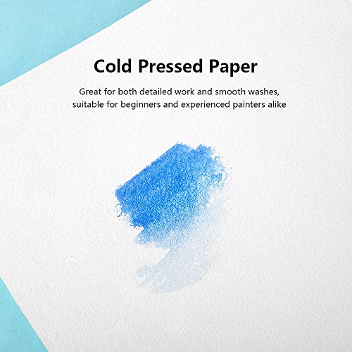 Paul Rubens Watercolour Paper Block, 140lb/300gsm Artist Quality Watercolor Paper Pad Acid Free Cold Pressed, 50% Cotton Rag, Sized 7.6 x 5.3 Inches, 20 Sheets