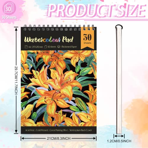 Watercolour Paper Januts A4 Sketchbook with 30 Sheets Water Colour Art Pad Drawing Pad for Painting Drawing Art Book Watercolor Sketchbook for Artists Students Kids Teens Adults