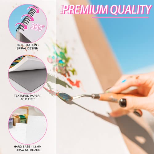 Watercolour Paper Januts A4 Sketchbook with 30 Sheets Water Colour Art Pad Drawing Pad for Painting Drawing Art Book Watercolor Sketchbook for Artists Students Kids Teens Adults