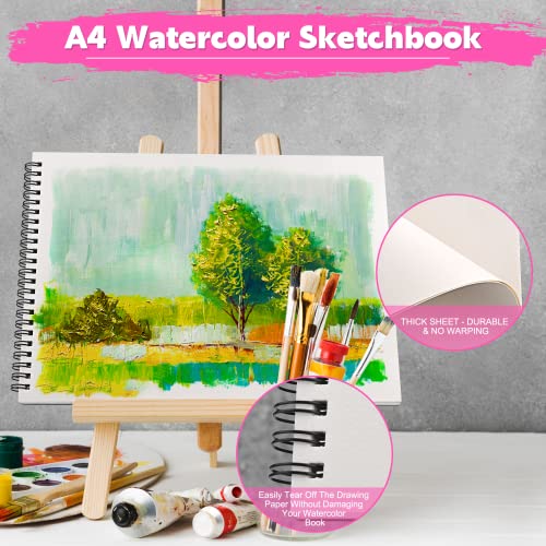 Watercolour Paper Januts A4 Sketchbook with 30 Sheets Water Colour Art Pad Drawing Pad for Painting Drawing Art Book Watercolor Sketchbook for Artists Students Kids Teens Adults