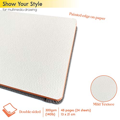 L'oeil Landscape Watercolor Sketchbook: 13x21cm,300gsm 48 Pages Dual Textured Paper, Hardcover,for Watercolor, Gouache & Mixed Media L'oeil Mellow Art