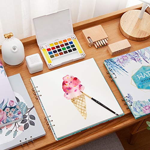 Art Paper Artist Watercolor Paper Pad Pro Sketch Book Square Spiral Notebook Cold Pressed Acrylic Paper Refillable Oil Paint Pad for Watercolour Drawing Painting