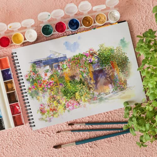 Watercolour Paper Januts A4 Sketchbook with 30 Sheets Water Colour Art Pad Drawing Pad for Painting Drawing Art Book Watercolor Sketchbook for Artists Students Kids Teens Adults