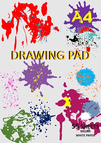 Drawing Pad for Kids: Plain Sketchbook, Children Colouring Book, Art and Craft Paper | Blank Doodle Scribble Notepad, Sketch Pad | A4 90 GSM 110 Pages/55 Sheets