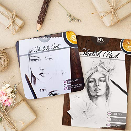 MozArt Supplies Artist Sketch Pad A4 – 60 Sheets (160 GSM) Acid Free Drawing Paper pad with Premium Quality- Art Supplies for Students and Adults