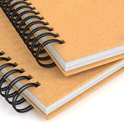 2 Pack A4 Sketchbook Spiral Bound Sketch Pad, White Drawing Artist Paper 160gsm Cartridge Paper - Drawing Pads 60 Page/ 30 Sheets