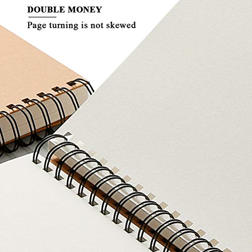 4 Pack A5 Sketchbook, Spiral Cover Blank Page Sketch Book Sketch Pad, Kraft Cover Sketch Drawing Pad Art Book, 50 Sheets Blank Paper Sketch Book for memos, Painting and Graffiti(Brown)