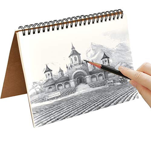 4 Pack A5 Sketchbook, Spiral Cover Blank Page Sketch Book Sketch Pad, Kraft Cover Sketch Drawing Pad Art Book, 50 Sheets Blank Paper Sketch Book for memos, Painting and Graffiti(Brown)