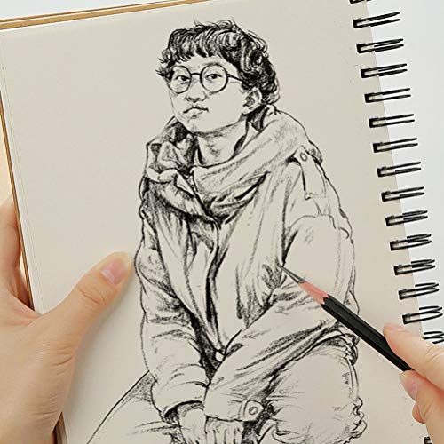 4 Pack A5 Sketchbook, Spiral Cover Blank Page Sketch Book Sketch Pad, Kraft Cover Sketch Drawing Pad Art Book, 50 Sheets Blank Paper Sketch Book for memos, Painting and Graffiti(Brown)