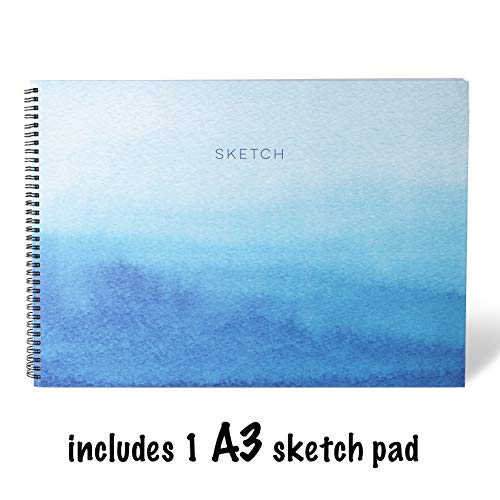 abeec Sketch Book 3 Pack - 1 X A3 Sketchbook, 2 X A4 Sketchbook - 120 Sheets of Drawing Paper in Total - Art Supplies for Drawing and Sketching - 160gsm - Drawing Pad - Art Books for Adults