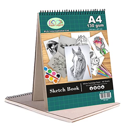 Set of A3, A4, A5 Sketch Pads Spiral Book 130 GSM Cartridge Paper Drawing Pads Art Book for Artist School Home Activity Acid-Free, White