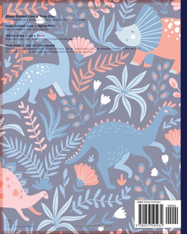 Sketch Book|: Cute Dinosaur Sketch Book for Kids with 100 Blank Pages for Drawing, Doodling or Sketching