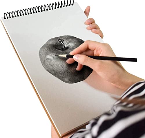 Set of A3, A4, A5 Sketch Pads Spiral Book 130 GSM Cartridge Paper Drawing Pads Art Book for Artist School Home Activity Acid-Free, White