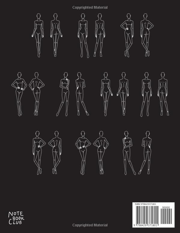 Fashion Sketchbook With Figure Templates: Fashion Design Sketching Book with Large Female Front & Back Figure Templates for Beginners, Kids and Teens