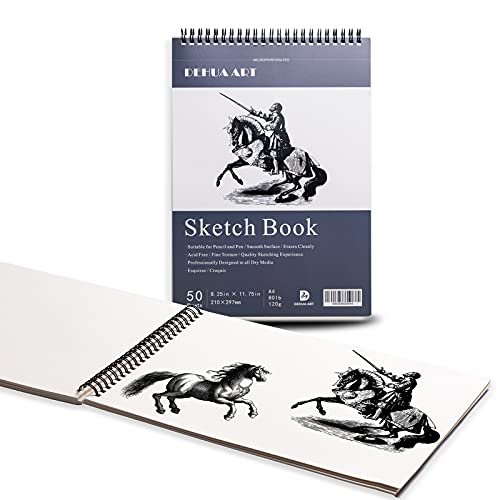 A4 Sketch Pad 2 Pack 50 Sheets Each (80 lb/ 120 g)Spiral Bound Artist Drawing Paper Durable Acid Free sketchbook for Adults & Teens Natural white Sketching Writing Painting Art Supplies