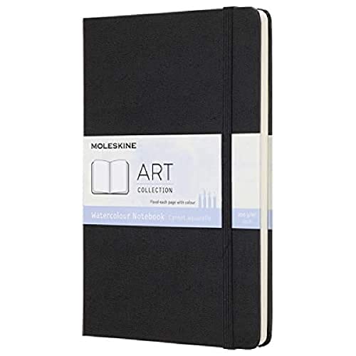 Moleskine 13 x 21 cm Large Art Collection Watercolour Notebook Sketchbook Album for Drawing with Hard Cover, Paper Suitable for Water, Colours and Watercolour Pencils, Black, 72 Pages