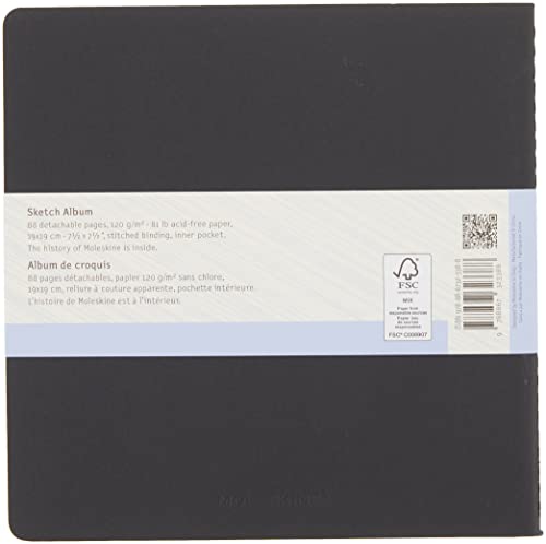 Moleskine 19 x 19 cm Square Size Art Collection Sketch Album, Sketchbook , Paper Suitable for Pens, Pencils, Charcoal, Colour Black, 88 Pages