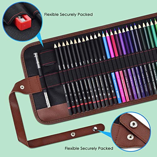 BROTOU Sketch Pencils and Drawing Pad Set 53 Pcs, Art Supplies Art Kit with Colored Pencils Sketchbook Eraser Sharpener Pencil Extender & Bag for Artist Beginners Kids Adults