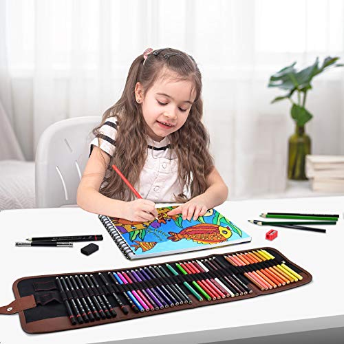 BROTOU Sketch Pencils and Drawing Pad Set 53 Pcs, Art Supplies Art Kit with Colored Pencils Sketchbook Eraser Sharpener Pencil Extender & Bag for Artist Beginners Kids Adults