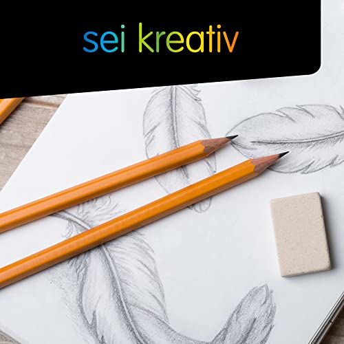 perfect ideaz DIN-A5 sketch book 96 pages (48 sheets), professional drawing block, black hardcover, spiral binding book with white blank paper, 200 g, blank sketch & black book for drawing