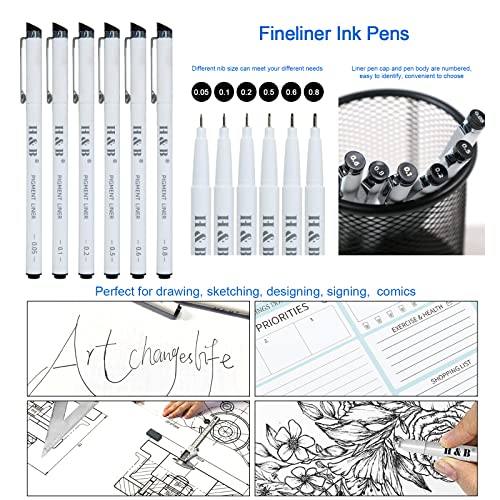 H & B 70 Pack Sketching Pencil Set with Sketchbook, Professional Sketch Pencils for Drawing,Art Supplies for Adults,Artists,Beginners,Teens and Kids