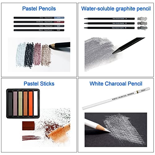 H & B 70 Pack Sketching Pencil Set with Sketchbook, Professional Sketch Pencils for Drawing,Art Supplies for Adults,Artists,Beginners,Teens and Kids