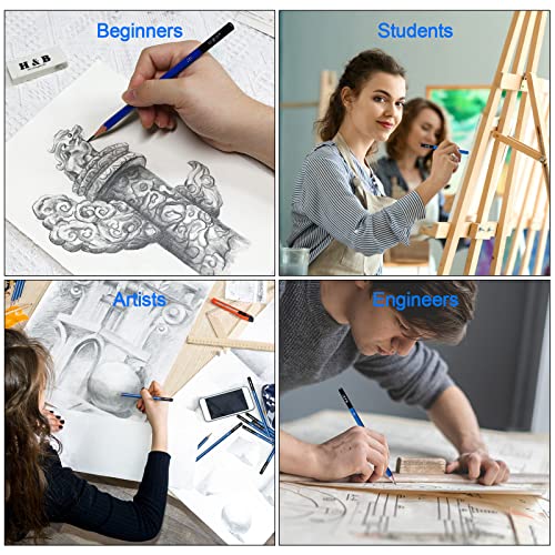 H & B 70 Pack Sketching Pencil Set with Sketchbook, Professional Sketch Pencils for Drawing,Art Supplies for Adults,Artists,Beginners,Teens and Kids