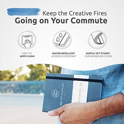 B6 Small Sketchbook for Artists - Art Journal with Thick 120 GSM Acid-Free Ivory Paper, Cute Hardcover Art Sketchbook with Sturdy Binding - B6 5 x 7-inch Lay Flat Mixed Media Sketchbook - ZenART