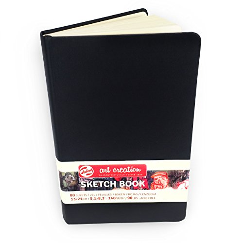 Royal Talens – Art Creation Hardback Sketchbook – 80 Sheets – 140gsm – 13 x 21cm – Black Cover