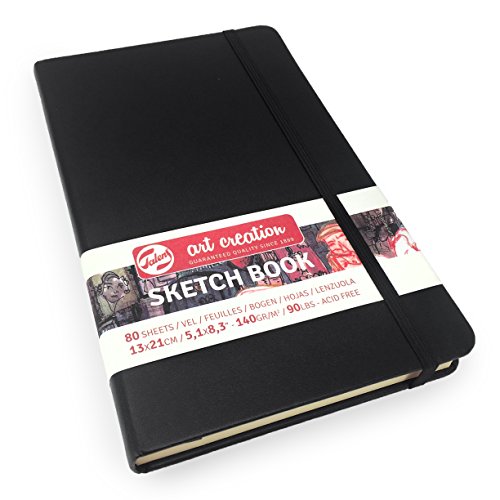 Royal Talens – Art Creation Hardback Sketchbook – 80 Sheets – 140gsm – 13 x 21cm – Black Cover