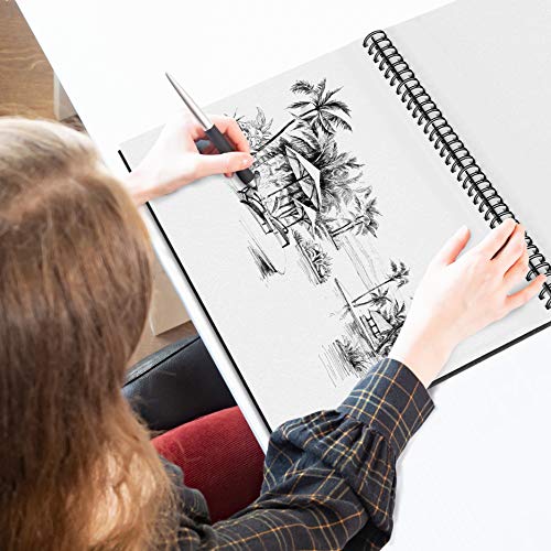 A3 Sketchbook for Artists Hardcover – 200GSM Very Thick Paper – Large Sketch Pad Art Book, Spiral Bound Sketch Book for Artists and Children – Drawing Book 29x42cm, 40 Sheets / 80 Pages