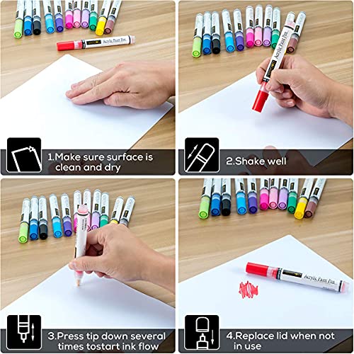 NEEDAB Acrylic Paint Pens-Set of 18 Rock Painting Art Markers – Water-Based Couloring Kit for Glass,Canvas, Ceramic, Porcelain, Wood, Mug, Fabric, and Kids DIY Crafts – Quick Dry Medium Reversible Tip