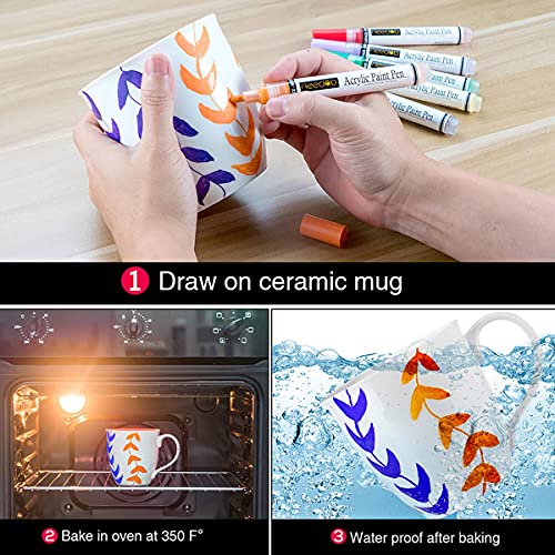 NEEDAB Acrylic Paint Pens-Set of 18 Rock Painting Art Markers – Water-Based Couloring Kit for Glass,Canvas, Ceramic, Porcelain, Wood, Mug, Fabric, and Kids DIY Crafts – Quick Dry Medium Reversible Tip