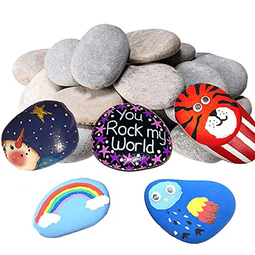 JWJK 15PCS Painting Rocks, Pebbles for painting,DIY Rocks Flat & Smooth Kindness Rocks for Arts, Crafts, Decoration, Medium/Small/Tiny Rocks for Painting,Hand Picked for Painting Stones 5-8cm