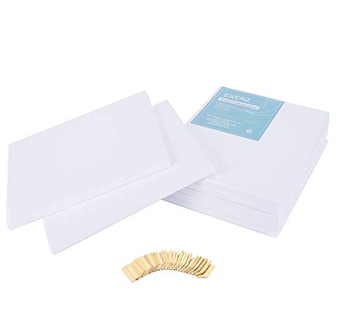 Exerz 24x30cm Framed Canvas 5pk - 1.7cm Pre-Stretched Canvas Artist Blank/280GSM 100% Cotton/Triple Primed/Acid Free/Medium Grain/Professional Acrylic Paint, Oil Paint