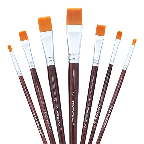 Transon Flat Paint Brush Set 7pcs for Multi-Media Painting