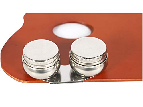 Palette Cup 2pcs Stainless Steel Art Oil Pot Portable Mini Wash Pen Holder Artists Palette Clip Cup Container with Lid for Watercolor Acrylic Oil Painting