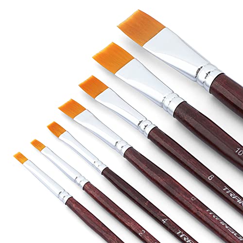 Transon Flat Paint Brush Set 7pcs for Multi-Media Painting