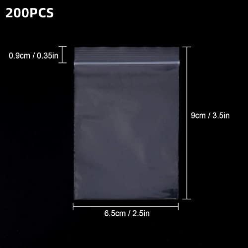 200PCS Thickening Plastic Bags Thicken 160μm for Jewelry Supplies, Beads, Screws, Sample bags for Home, Kitchen Storage, Crafts, Jewellery, DIY Arts (6*9cm)