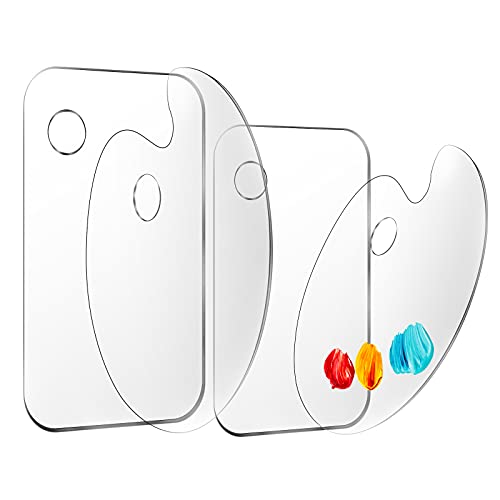 4PCS Paint Pallet Clear Premium Acrylic Paint Palette, Easy Clean Transparent Non-Stick Acrylic Pallet, for Oil Watercolor DIY Craft Paint Tray Palette