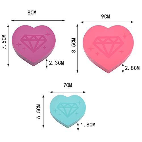 MFUOE 3 PCS Plastic Bead Sorting Trays Heart Shape Tray Tools Diamond Rhinestone Plate Tray Cross Stitch Nail Art DIY Tools for DIY Art Craft