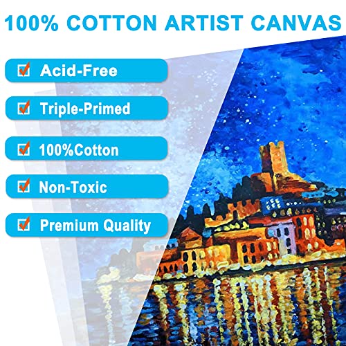 10 Packs Blank Canvas Panels Board 20 x 20 cm(8" x 8"), 100% Cotton for Acrylic Painting, Oil Paint & Wet Water Art Media, Canvases for Professional Artist, Hobby Painters & Beginners