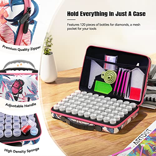 ARTDOT Diamond Painting Storage Boxes, 60 Slots Bead Storage with 5D Diamond Art Accessories and Tools Kit (Butterfly Flower)