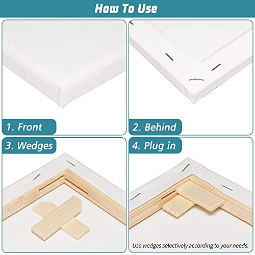 Blank Canvas Boards for Painting, Set of 8 Art Square Canvas Frame Panels, Board Stretcher Academy Acrylic Oil Water Painting, Stretched Wooden Frames, 100% Cotton, Canvases for Kids & Artist